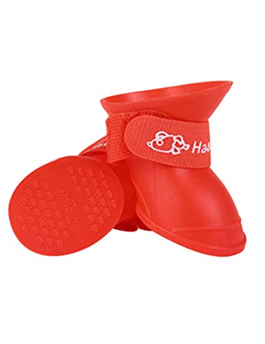 Jueshanzj Heimtierbedarf Süß Regenstiefel Silikonschuhe Sauber für Hunde Hundeschuhe Leichte rot XL von Jueshanzj