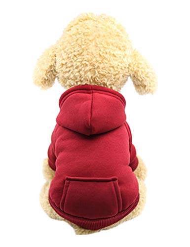 Jueshanzj Heimtierbedarf mit Tasche Hundmantel Winddichte Plus Kaschmir Bequem Hundekleidung Ausflugskleidung rot L von Jueshanzj