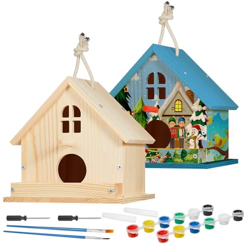 Juexica Vogelhaus-Set aus Holz, zum Selbermachen, Vogelhaus zum Bemalen, Bauen eines Vogelbungalows, Vogelhaus-Bastelarbeiten, zum Bauen von Familienheimen, Kunst- und Bastelprojekten, Weihnachten, Juexica Vogelhaus-Set aus Holz, zum Selbermachen, Vogelhaus zum Bemalen, Bauen eines Vogelbungalows, Vogelhaus-Bastelarbeiten, zum Bauen von Familienheimen, Kunst- und Bastelprojekten, Weihnachten, von Juexica