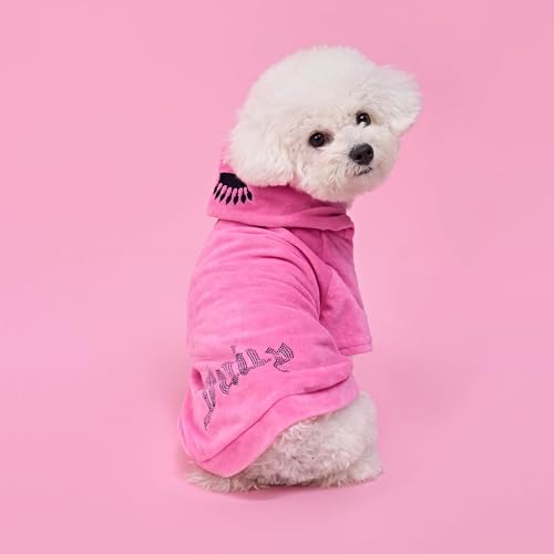 Juicy Couture Bling Velours Haustier Hoodie - Hot Pink - XS/S - Haustier Hoodies für kleine Hunde oder Katzen von Juicy Couture