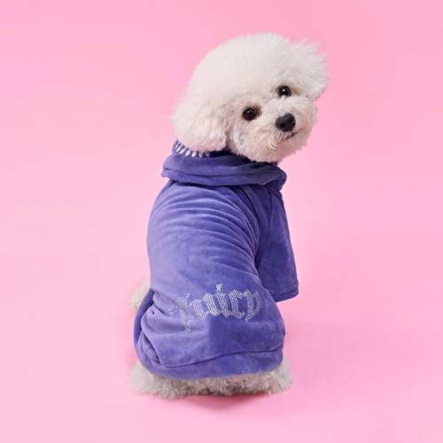 Juicy Couture Bling Velours Haustier Hoodie - Royal Purple - M/L - Haustier Hoodies für kleine Hunde oder Katzen von Juicy Couture