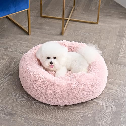 Juicy Couture Devon Haustierbett für Hunde und Katzen, rund, Kunstfell, mittelgroß, Pink von Juicy Couture