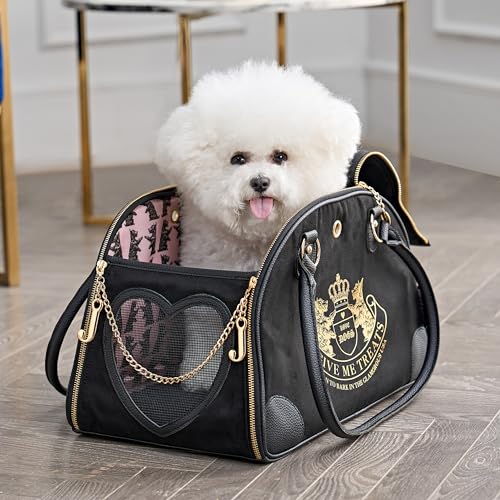 Juicy Couture Give Me Treats Transporttasche für Haustiere, stylische Schwarze Reisetasche für kleine Hunde und Katzen Juicy Couture Give Me Treats Transporttasche für Haustiere, stylische Schwarze Reisetasche für kleine Hunde und Katzen von Juicy Couture