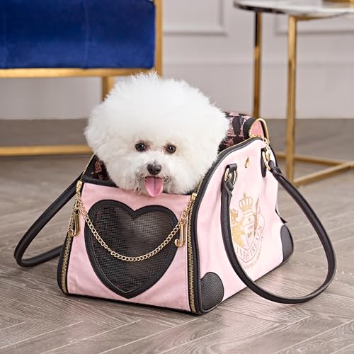 Juicy Couture Give Me Treats Transporttasche für Haustiere, stylische rosa Reisetasche für kleine Hunde und Katzen von Juicy Couture