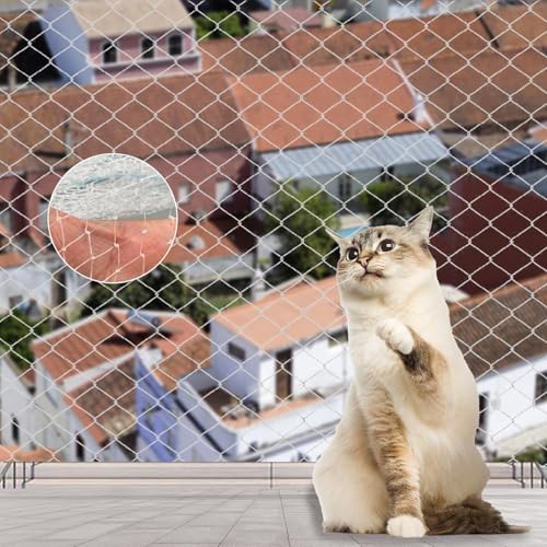 Jukibole Transparent Katzennetz für Balkon 10×3 m – Ohne Bohren – UV-beständig & Reißfest – Inklusive Befestigungsset – Katzenschutznetz für Fenster, Terrasse, Balkon von Jukibole