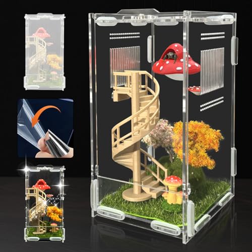 Springspinnengehege, 11,9 x 11,9 x 19,8 cm, Acryl-Spinnen-Lebensraum, Frontöffnung, Reptilien-Terrarium mit Matrix-Belüftungslöchern und Futterlöchern, für Einsiedlerkrebse, Vogelspinne, Mantisen Springspinnengehege, 11,9 x 11,9 x 19,8 cm, Acryl-Spinnen-Lebensraum, Frontöffnung, Reptilien-Terrarium mit Matrix-Belüftungslöchern und Futterlöchern, für Einsiedlerkrebse, Vogelspinne, Mantisen von Julang