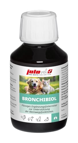 JuloVet BrochiBiol | 100 ml | Flüssiges Ergänzungsfuttermittel für Hunde, Katzen, Kleintiere, Geflügel, Tauben, Zier- und Singvögel | Zur Unterstützung der Atemwegsfunktion von JuloVet