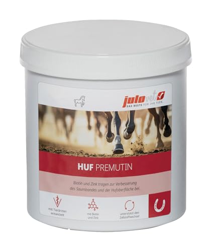JuloVet Huf Premutin | 1 kg | Mineral"Futter"mittel für Pferde | Zur Unterstützung des Saumbandes und der Hufoberfläche | Zink & Biotin können den Zell"Stoff"wechsel anregen von JuloVet