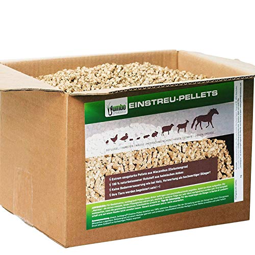 Kleintier-Einstreu Pellets aus Miscanthus/Elefantengras für Hasen Kaninchen Maus Vogel Meerschweinchen - Kleintierstreu/Hamsterstreu statt Stroh- u. Hobelspäne für Käfig & Stall (10 kg) von Jumbogras
