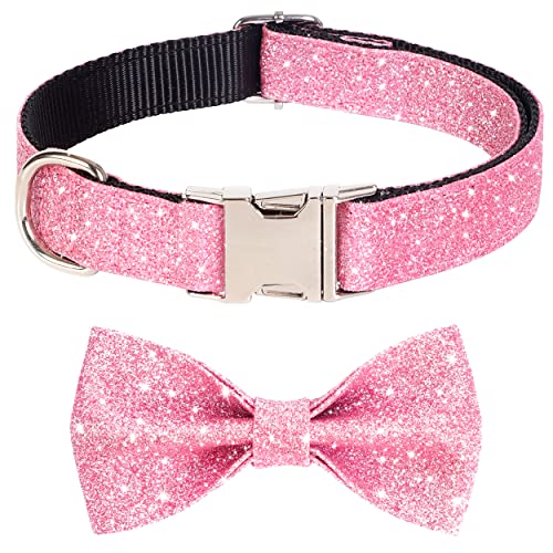 Jumpress Bling Hundehalsband mit Fliege für Welpen, kleine, mittelgroße Hunde, niedliches rosa Hundehalsband mit Schleife für den täglichen Spaziergang oder Urlaubsparty (Halsumfang passend für Jumpress Bling Hundehalsband mit Fliege für Welpen, kleine, mittelgroße Hunde, niedliches rosa Hundehalsband mit Schleife für den täglichen Spaziergang oder Urlaubsparty (Halsumfang passend für von Jumpress