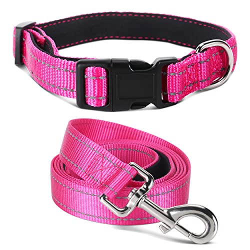 Jumpress Strapazierfähiges, reflektierendes Hundehalsband und Leine, doppellagiges Nylon, weiches Neopren-gepolstertes Hundehalsband mit 1.5 m starker Haustier-Leine, Halsumfang 32.5,49.5 cm Jumpress Strapazierfähiges, reflektierendes Hundehalsband und Leine, doppellagiges Nylon, weiches Neopren-gepolstertes Hundehalsband mit 1.5 m starker Haustier-Leine, Halsumfang 32.5,49.5 cm von Jumpress