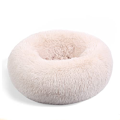 JunJiale Beruhigende Hundebetten, Donut-Hundebett für kleine Hunde, bequemes Kuschel-Hundebett und Katzenbett aus Kunstfell, waschbares Hundebett, Durchmesser 109 cm von JunJiale