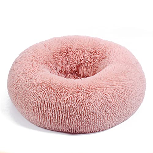 JunJiale Beruhigende Hundebetten, Donut-Hundebett für kleine Hunde, bequemes Kuschel-Hundebett und Katzenbett aus Kunstfell, waschbares Hundebett, Durchmesser 109 cm von JunJiale