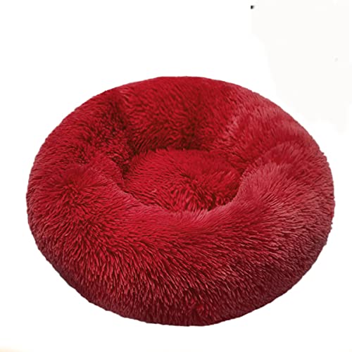 JunJiale Beruhigende Hundebetten, Donut-Hundebett für kleine Hunde, bequemes Kuschel-Hundebett und Katzenbett aus Kunstfell, waschbares Hundebett, Durchmesser 61 cm von JunJiale