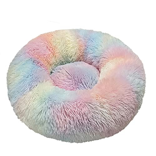 JunJiale Beruhigende Hundebetten, Donut-Hundebett für kleine Hunde, bequemes Kuschel-Hundebett und Katzenbett aus Kunstfell, waschbares Hundebett, Durchmesser 81 cm von JunJiale