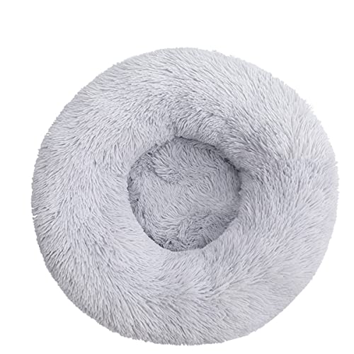 JunJiale Beruhigendes Hundebett für kleine Hunde – Donut, waschbar, kleines Haustierbett, Anti-Angst, rund, flauschig, Plüsch, Kunststoff, großes Katzenbett, Durchmesser 80 cm von JunJiale