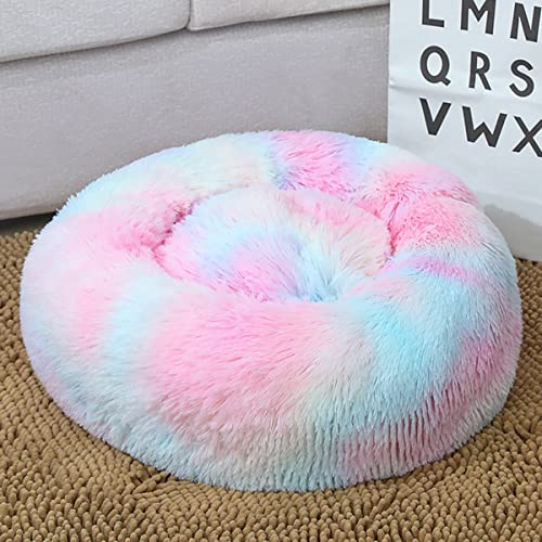 JunJiale Beruhigendes Hundebett und Katzenbett, Anti-Angst, Donut-Hundebett, wärmend, gemütlich, weich, rundes Bett, für kleine, mittelgroße Hunde und Katzen, 71 cm von JunJiale