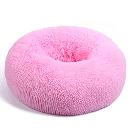 JunJiale Beruhigendes Hundebett und Katzenbett, Anti-Angst-Donut-Hunde-Kuschelbett, flauschiges Kunstplüsch-Hunde- und Katzenbett für kleine, mittelgroße Hunde und Katzen, Durchmesser 50,8 cm von JunJiale