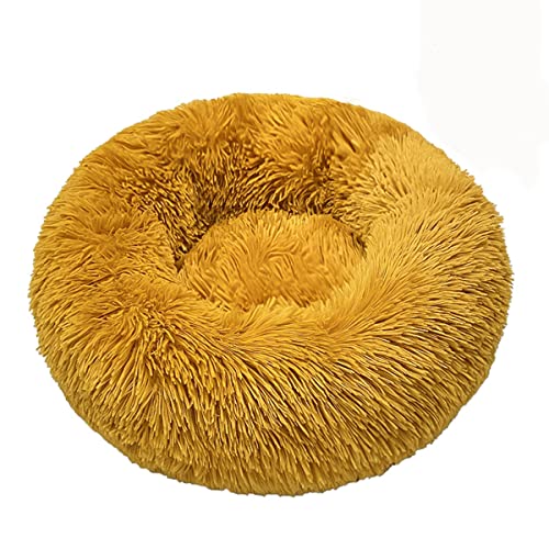 JunJiale Beruhigendes Hundebett und Katzenbett, Anti-Angst-Donut-Hunde-Kuschelbett, flauschiges Kunstplüsch-Hunde- und Katzenbett für kleine, mittelgroße Hunde und Katzen, Durchmesser 81 cm von JunJiale