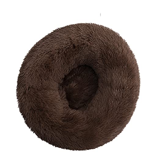 JunJiale Beruhigendes Hundebett & Katzenbett, Anti-Angst-Donut-Hundebett für kleine, mittelgroße Hunde, weiches Plüsch, rundes Haustierbett, maschinenwaschbar und rutschfeste Unterseite, 61 cm von JunJiale