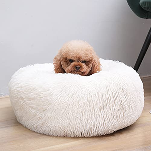 JunJiale Hundebett, Katzenbett, beruhigendes Bett, Kunstkissen, Haustier-Donut-Kuschelbett, rundes Plüschbett für große, mittelgroße und kleine Hunde und Katzen, 50,8 cm von JunJiale