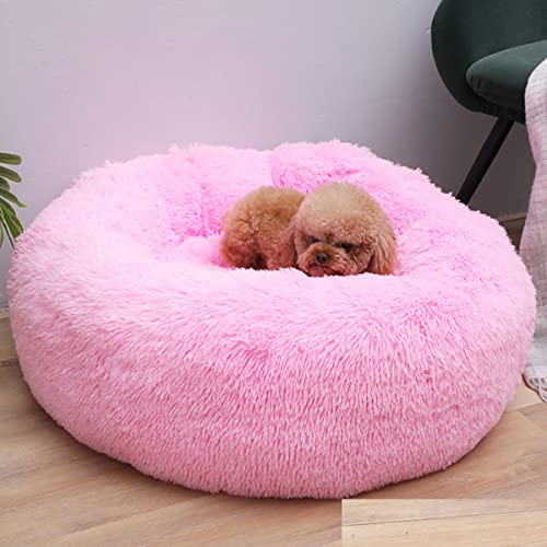 JunJiale Hundebett, Katzenbett, beruhigendes Bett, Kunstkissen, Haustier-Donut-Kuschelbett, rundes Plüschbett für große, mittelgroße und kleine Hunde und Katzen, 81,3 cm von JunJiale