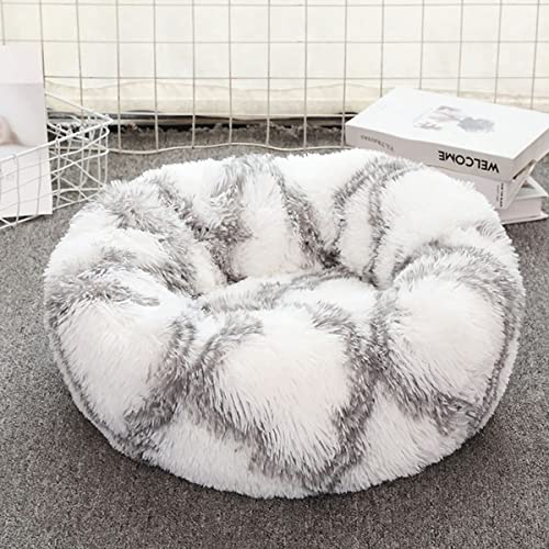 JunJiale Hundebett, beruhigend, für kleine, mittelgroße und große Hunde – rundes Donut-Hundebett, waschbar, rutschfest, künstlich, flauschig, Donut, Kuschel, Angst, Katzenbett, 81,3 cm von JunJiale