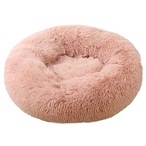 JunJiale Hundebett, beruhigend, für kleine, mittelgroße und große Hunde – rundes Donut-Hundebett, waschbar, rutschfest, künstlich, flauschig, Donut, Kuschel, Angst, Katzenbett, 88,9 cm von JunJiale