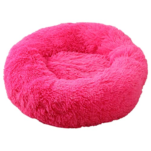 JunJiale Hundebett, beruhigend, für kleine, mittelgroße und große Hunde – rundes Donut-Hundebett, waschbar, rutschfest, künstlich, flauschig, Donut, Kuschel, Angst, Katzenbett, 88,9 cm von JunJiale