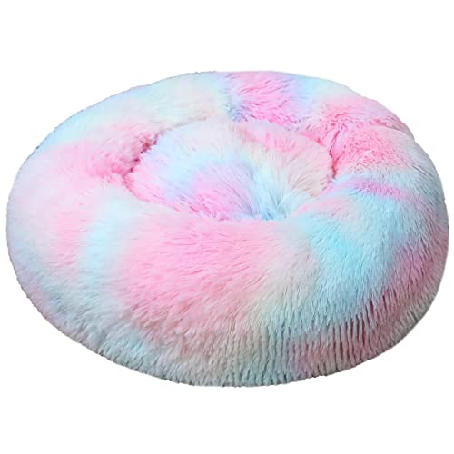 JunJiale Hundebett, beruhigendes Hundebett für kleine, mittelgroße und große Hunde – rundes Donut-Hundebett, waschbar, rutschfest, künstlich, flauschig, Donut, Kuschel, Angst, Katzenbett, 71,1 cm JunJiale Hundebett, beruhigendes Hundebett für kleine, mittelgroße und große Hunde – rundes Donut-Hundebett, waschbar, rutschfest, künstlich, flauschig, Donut, Kuschel, Angst, Katzenbett, 71,1 cm von JunJiale