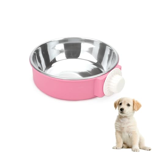 Kiste Wassernapf, 2 in 1 Hundekäfig Hängende Schalen Abnehmbarer Käfig Wasserschalen für Kleintiere (Rosa) von June tech