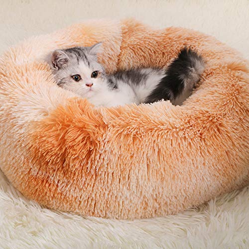 JuneJour Haustierbett für Katzen und Hunde Rundes Plüsch Hundebett Katzenbett in Doughnut-Form Farbe von JuneJour