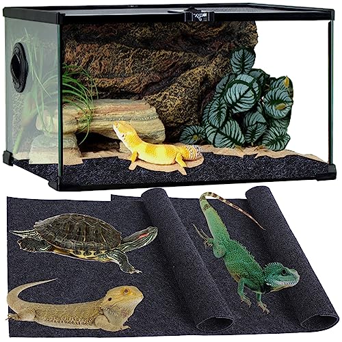 Junejour Substratmatte für Reptilien-Terrarium, 99,1 x 50,8 cm, für Schildkröten, Gecko, Schildkröte, Kricket, Schlange, Chamäleon, Eidechse, Schwarz, 2 Stück von JuneJour