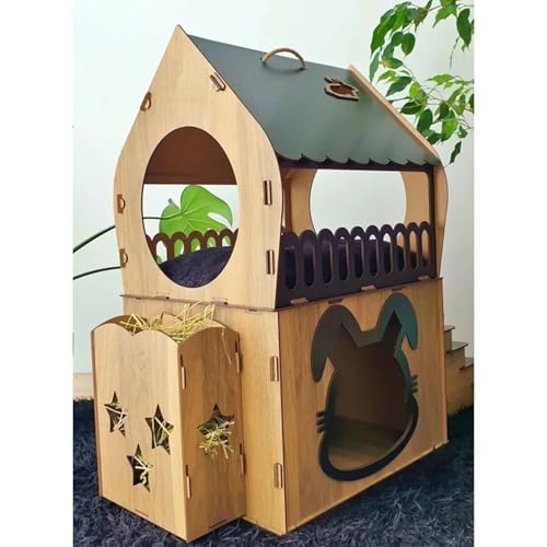 Tierhaus XL – Zweistöckiges Kaninchenhaus aus Holz mit Rampe – Ideal für Kleintiere – Indoor geeignet Tierhaus XL – Zweistöckiges Kaninchenhaus aus Holz mit Rampe – Ideal für Kleintiere – Indoor geeignet von Jungengel