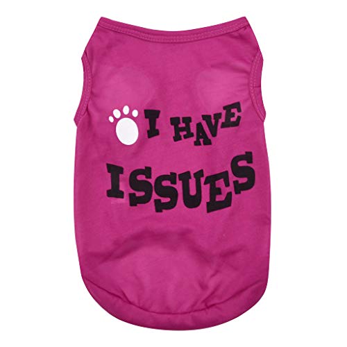 Haustier Shirts Gedruckte Hunde Mode-Haustier-Weste-Sommer-atmungsaktive Bequeme Text-Muster-Hundekatzen-Kleidung Hundepullover Für Geschirr (b-Hot Pink, XS) von Junhasgood