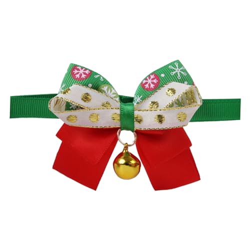 Junhasgood Halsband Stahl Fliege Hund Katze Glocken Weihnachten Festival Fliege Kragen Dress Up Halsband Hunde (Green, One Size) von Junhasgood