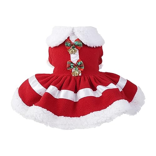 Junhasgood Katzen Kleidung Sinnvoll Weihnachtsmann, rote Glocke, Dickes Puppenkragenkleid Hundegeschirrmantel (Red, M) von Junhasgood