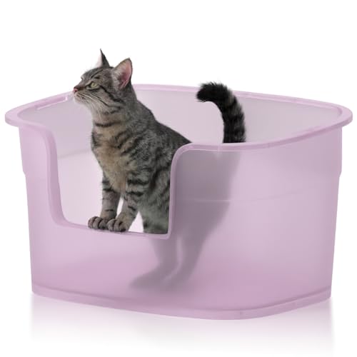 Extra große Katzentoilette, 63 cm x 45 cm x 33 cm tief, einfache Reinigung, abgesenkter Eingang, Anti-Verschütten, transparentes Violett Extra große Katzentoilette, 63 cm x 45 cm x 33 cm tief, einfache Reinigung, abgesenkter Eingang, Anti-Verschütten, transparentes Violett von Junhonsion