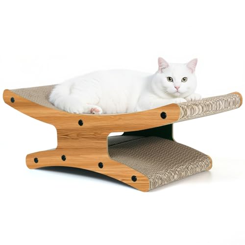 Großes doppelschichtiges Kratzbrett für Katzen - Robuste Wellpappe, Stabile Kratzunterlage, Katzenlounge, Kratzbaum für Kätzchen & Katzen (Grün) von Junhonsion