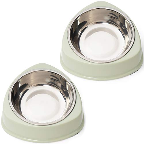 2pcs Cat Bowls Dog Bowls, Removable Stainless Steel Inner Bowl Non-Slip Cat Food Bowl Water Bowl, Suitable for Cats and Small and Medium Dogs von Junhonsion