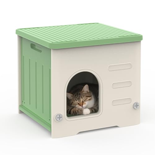Outdoor Katzenhaus Stapelbar, Kunststoff Katzenhaus Feral Katzenhaus Wetterfest Wasserdicht Erhöht Outdoor Katzenhaus Stapelbar, Kunststoff Katzenhaus Feral Katzenhaus Wetterfest Wasserdicht Erhöht von Junhonsion