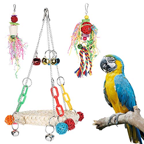 Papageien Spielzeug Set, Vogel hängende Schaukel, hohe Qualität für Vögel natürliche sichere und ungiftige Geschenk Papageien von Junlucki
