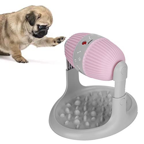 Junlucki Pet Slow Feeder, ABS Multifunktional einstellbare Multifunktion mit Futterrolle Slow Dog Bowl, für Katzenhund(Pink) von Junlucki