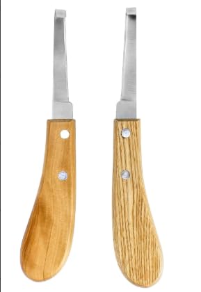Junrvivy Hufmesser für Pferde 2er Set, Edelstahl Gerade Klinge, Profi Hufschneidemesser – Links-/Rechtshänder, Holzgriff Geeignet für Tiere, die eine Hufpflege benötigen, wie Rinder, Pferde und Esel Junrvivy Hufmesser für Pferde 2er Set, Edelstahl Gerade Klinge, Profi Hufschneidemesser – Links-/Rechtshänder, Holzgriff Geeignet für Tiere, die eine Hufpflege benötigen, wie Rinder, Pferde und Esel von Junrvivy