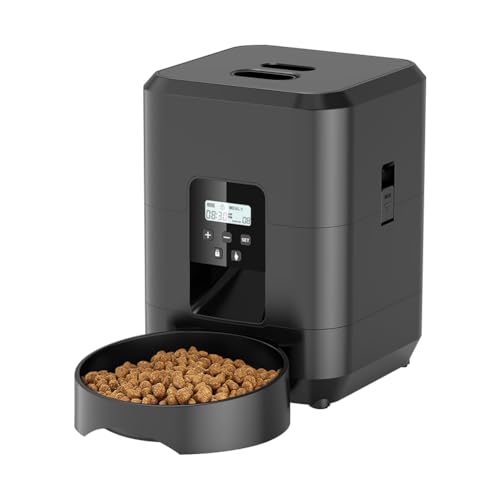 Junterone Automatischer Katzenfutterautomat 2L Automatische Futterspender für Katzen und Hunde Futterautomat für Trockenfutter Zeitschaltuhren Katzenfutterspender EU-Stecker-B von Junterone