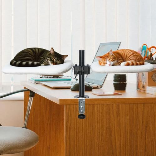 JuoPool Doppel-Katzen-Schreibtischbett – Schreibtisch-Befestigung, zwei Katzen-Sitzstangen für Heimbüro, drehbar, für den Innenbereich, Hängemattenbett, 2 erhöhte Nester für Tisch JuoPool Doppel-Katzen-Schreibtischbett – Schreibtisch-Befestigung, zwei Katzen-Sitzstangen für Heimbüro, drehbar, für den Innenbereich, Hängemattenbett, 2 erhöhte Nester für Tisch von JuoPool