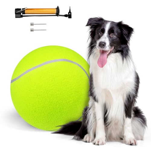 Juome Herding Ball für Hunde, 24,1 cm, Hundehüttenbälle mit Handpumpe, interaktives Hundespielzeug für kleine und mittelgroße Hunde, Tennisball, Haustierspielzeug, Geschenk von Juome