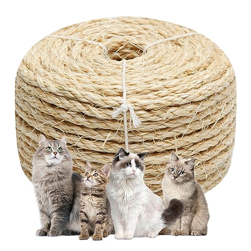 Natürliches Sisalseil, 1/4 Zoll x 90 cm, für Katzenkratzbaum, Baum, Turm, Ersatz, Reparatur und Ersatz, DIY-Hanfschnur für Kätzchen, Regale, Möbel, Fenster, Bett, Sitzstange, Haus, 6 mm x 10 m Natürliches Sisalseil, 1/4 Zoll x 90 cm, für Katzenkratzbaum, Baum, Turm, Ersatz, Reparatur und Ersatz, DIY-Hanfschnur für Kätzchen, Regale, Möbel, Fenster, Bett, Sitzstange, Haus, 6 mm x 10 m von Juomid