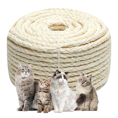 Weißes Sisalseil, 0,6 cm x 1,4 m für Katzenkratzbaum, Turm, Ersatz, Reparatur und Ersatz, DIY-Hanfschnur, für Kätzchen, Regale, Möbel, Fenster, Sitzstange, Hängematte, Klettern, 6 mm x 15 m Weißes Sisalseil, 0,6 cm x 1,4 m für Katzenkratzbaum, Turm, Ersatz, Reparatur und Ersatz, DIY-Hanfschnur, für Kätzchen, Regale, Möbel, Fenster, Sitzstange, Hängematte, Klettern, 6 mm x 15 m von Juomid