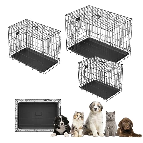 Hundekäfig Hundebox Faltbar Hundetransportbox Hundehütte Hundebox Auto für Hunde, Hundehaus für Zuhause, 2 Türen, Herausnehmbares Tablett, Transportbox Hund Hundekäfig Klappbar 90.5 x 56.5 x 63.5cm von Jupitor